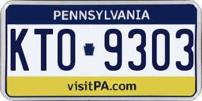 PA license plate KTO9303
