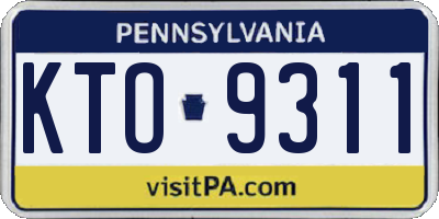 PA license plate KTO9311