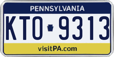 PA license plate KTO9313