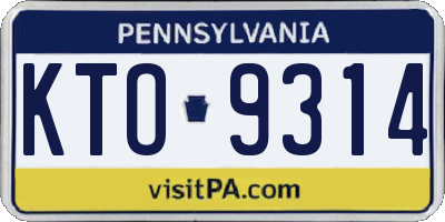 PA license plate KTO9314