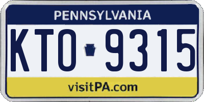PA license plate KTO9315