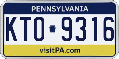 PA license plate KTO9316