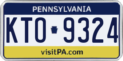 PA license plate KTO9324