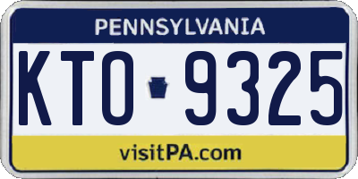 PA license plate KTO9325