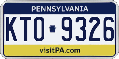 PA license plate KTO9326