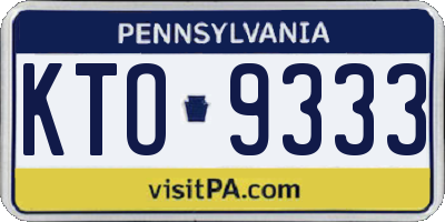 PA license plate KTO9333