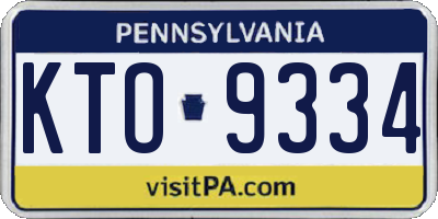 PA license plate KTO9334