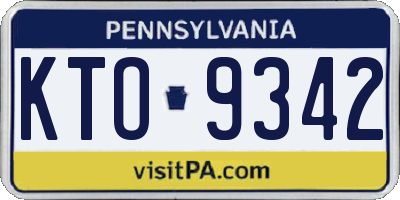 PA license plate KTO9342