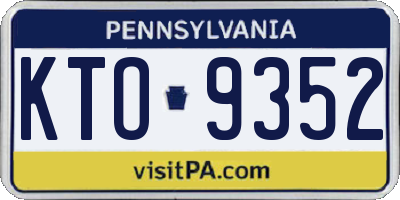 PA license plate KTO9352