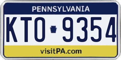 PA license plate KTO9354