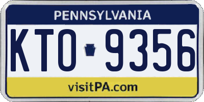 PA license plate KTO9356