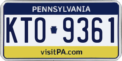 PA license plate KTO9361