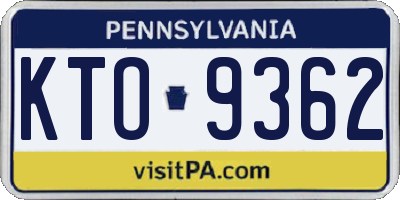 PA license plate KTO9362