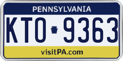 PA license plate KTO9363