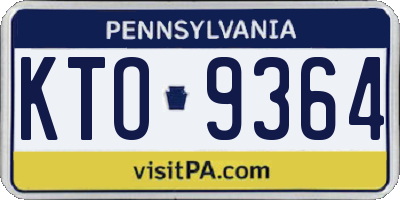 PA license plate KTO9364