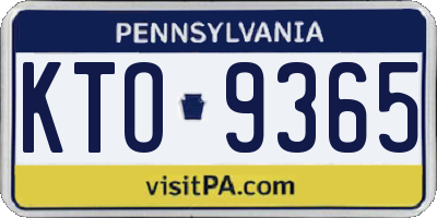 PA license plate KTO9365