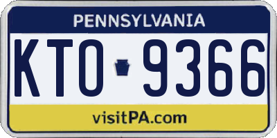 PA license plate KTO9366