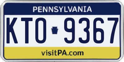 PA license plate KTO9367