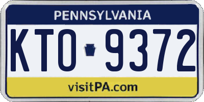 PA license plate KTO9372