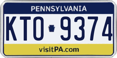 PA license plate KTO9374