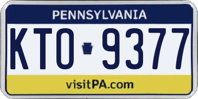 PA license plate KTO9377