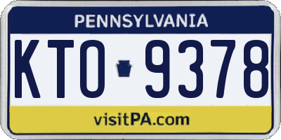 PA license plate KTO9378