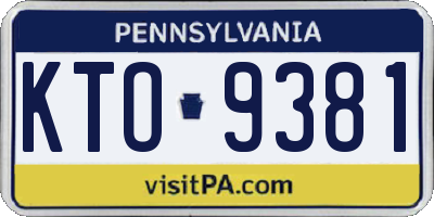PA license plate KTO9381