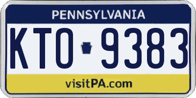 PA license plate KTO9383