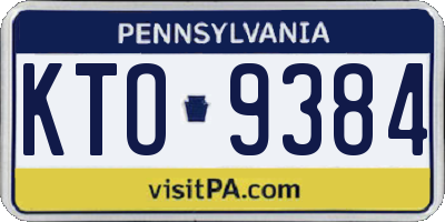 PA license plate KTO9384