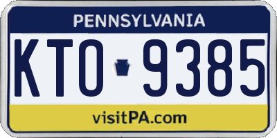 PA license plate KTO9385