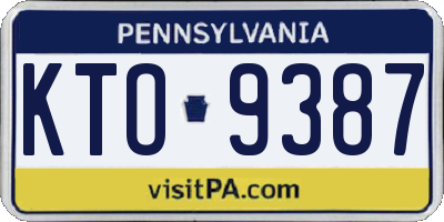 PA license plate KTO9387