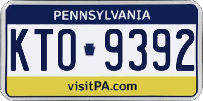 PA license plate KTO9392