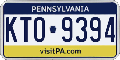 PA license plate KTO9394