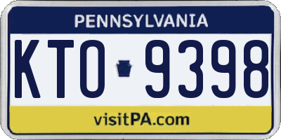PA license plate KTO9398