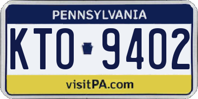 PA license plate KTO9402