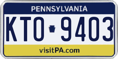 PA license plate KTO9403