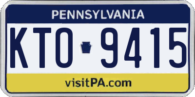 PA license plate KTO9415