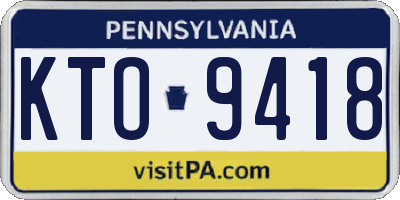 PA license plate KTO9418