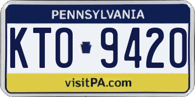 PA license plate KTO9420