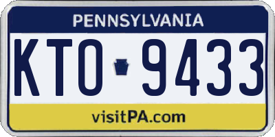 PA license plate KTO9433