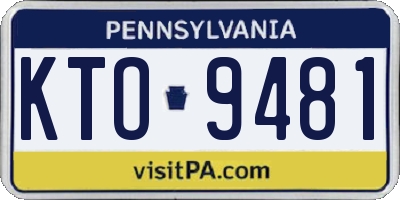 PA license plate KTO9481
