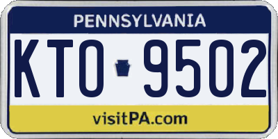 PA license plate KTO9502