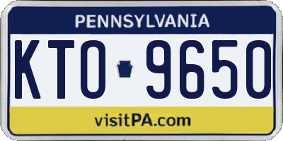 PA license plate KTO9650
