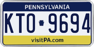 PA license plate KTO9694