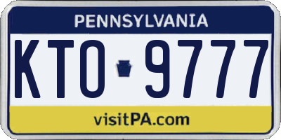 PA license plate KTO9777