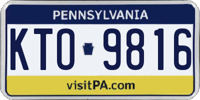 PA license plate KTO9816