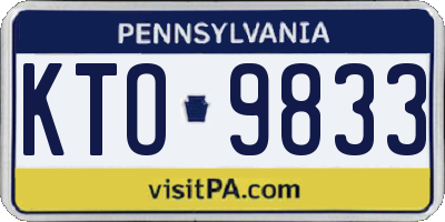 PA license plate KTO9833