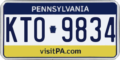 PA license plate KTO9834
