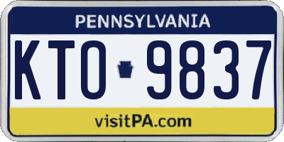PA license plate KTO9837