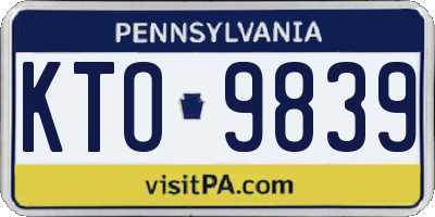 PA license plate KTO9839